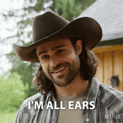 Cowboy Hat Plaid Shirt Man I'm All Ears GIF
