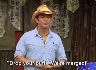 Cowboy Hat Saying Drop Your Buffs We're Merged GIF