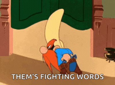Cowboy Laying On Floor With Them's Fighting Words GIF