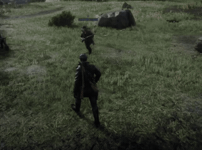 Cowboy Laying On Ground With Red Sign Saying N GIF