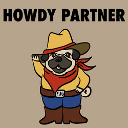 Cowboy Pug Howdy Partner GIF