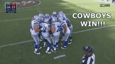 Cowboys Football Players Huddled On Field GIF