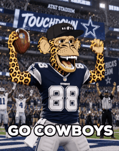 Cowboys Mascot Holding Football GIF
