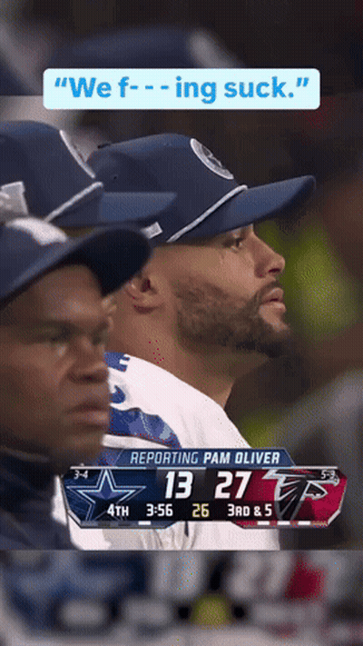 Cowboys Player Sitting In Stands Watching Game GIF