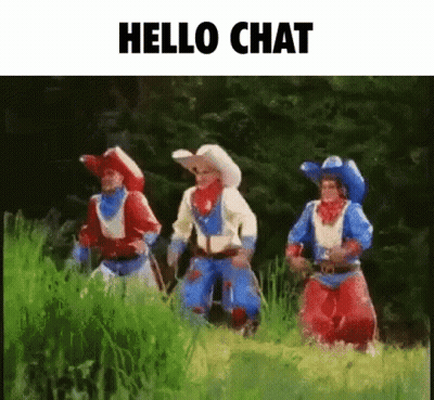 Cowboys Standing In Field Saying Hello Chat GIF