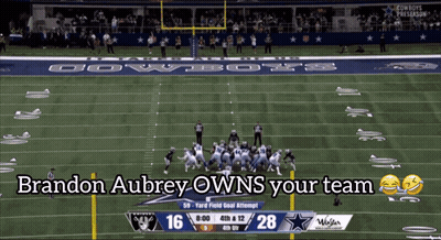 Cowboys Vs Raiders Football Game Brandon Aubrey Owns Your Team GIF