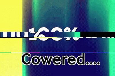 Cowered On Blue And Yellow Background GIF