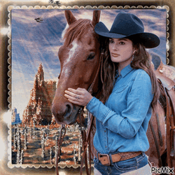 Cowgirl Horse Animation GIF
