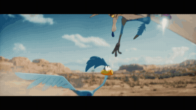 Coyote And Bird Flying In Air GIF