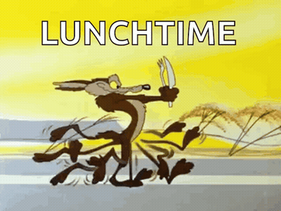 Coyote Holding Knife And Fork Saying Lunchtime GIF