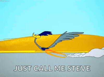 Coyote Running Down Road Saying Just Call Me Steve GIF
