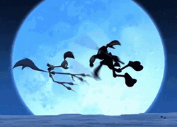 Coyotr Roadrunner Fighting Moonlight GIF