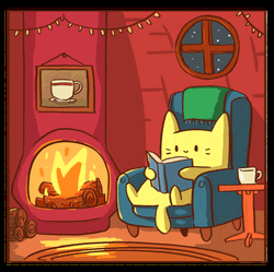 Cozy Cat Coffee Reading GIF