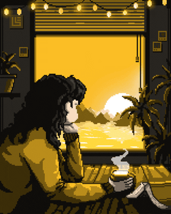 Cozy Coffee Time Pixel GIF