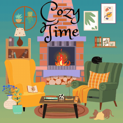 Cozy Time Fireplace Scene GIF