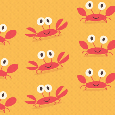Crab Pattern Yellow Background Big Eyes GIF