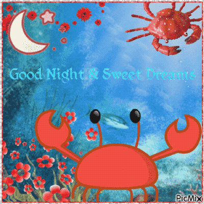 Crab Saying Good Night And Sweet Dreams GIF