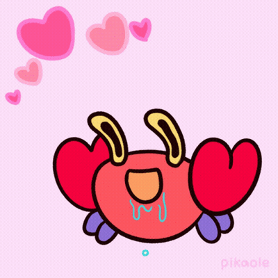 Crab Surrounded By Pink Hearts Pikaole GIF
