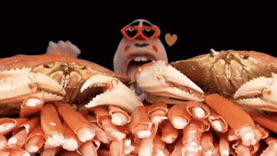 Crab Wearing Heart Sunglasses Surrounded By Crabs GIF