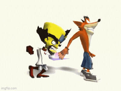 Crash Bandicoot And Coco Holding Hands GIF