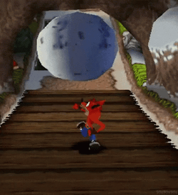 Crash Bandicoot Chased By Rolling Ball GIF