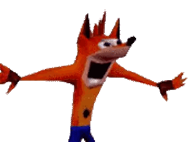 Crash Bandicoot From Crash Bandicoot Video Game Standing With His Arms Outstretched Sticker