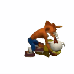 Crash Bandicoot Patting White Chicken GIF