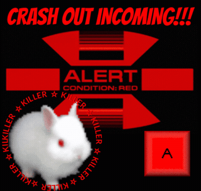 Crash Out Incoming White Bunny Poster GIF