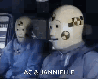 Crash Test Dummies In Car With Ac & Jannielle GIF