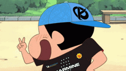 Crayon Shin Chan Blue Cap On  GIF