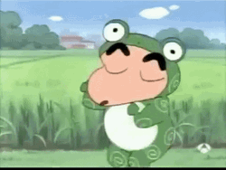 Crayon Shin Chan Frog Costume Dance GIF
