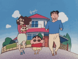 Crayon Shin Chan Happy Family GIF