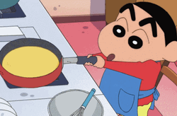 Crayon Shin Chan Pancake Making GIF