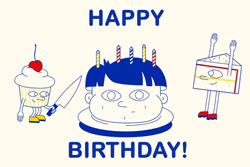 Crazy Boy Birthday Cake Animation GIF