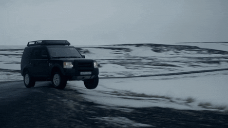 Crazy Driver Operating Range Rover In Snow GIF