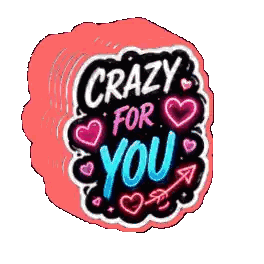 Crazy For You Neon Hearts Arrow Sticker