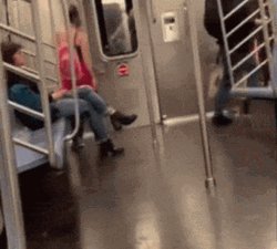 Crazy Guy Inside The Train GIF