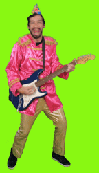 Crazy Guy Playing Guitar In Birthday Hat GIF