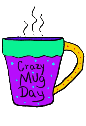 Crazy Mug Day Cartoon Sticker