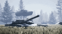 Crazy Tank Flying & Landing GIF
