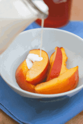 Cream Drizzle Peach Slices