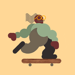 Creative Animation Hair Skateboard GIF