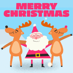 Creative Dancing Reindeer Santa Merry Christmas GIF