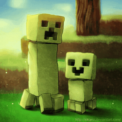 Creeper And Baby Creeper GIF