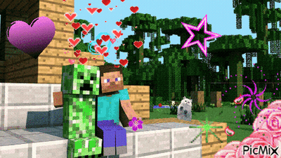 Creeper And Steve Minecraft GIF