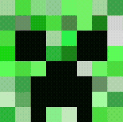 Creeper Face Close Up Green Black Squares GIF