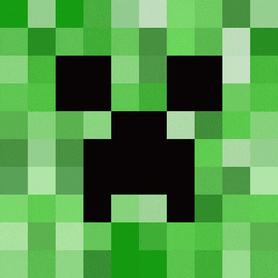 Creeper Face On Green And White Checkered GIF