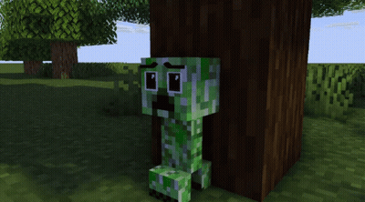 Creeper Hiding Behind Tree GIF