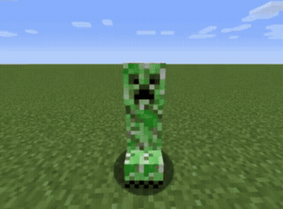 Creeper Standing In Minecraft Grass GIF