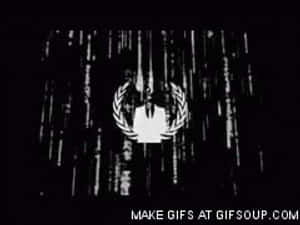 Creepy Anonymous Hacker Black And White Logo GIF